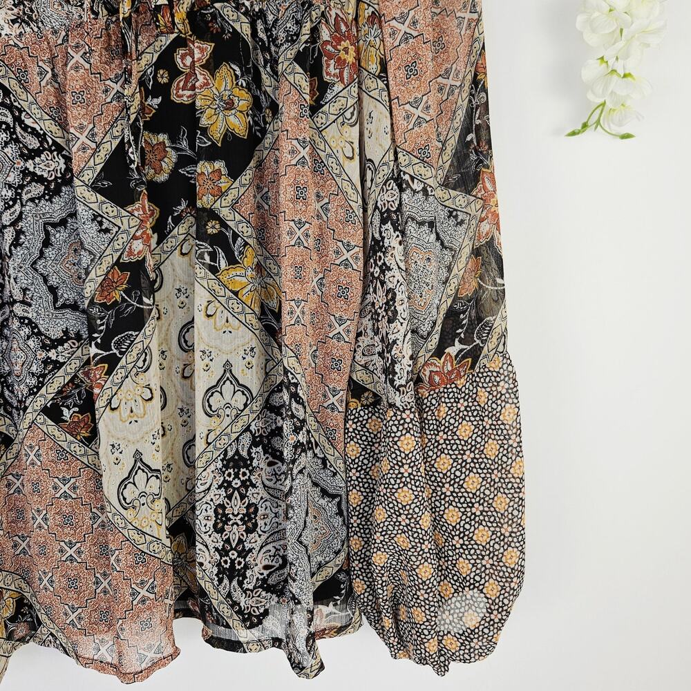 Maurices Medium Boho Patchwork Blouse Bubble Slee… - image 7